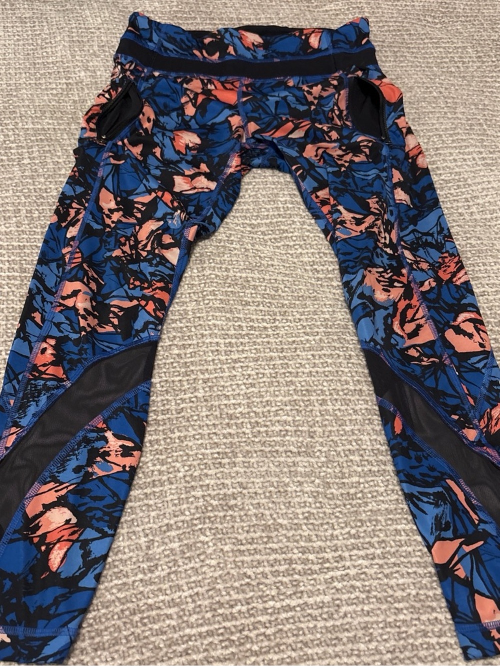 lululemon athletica Blue and Coral Abstract Print Leggings